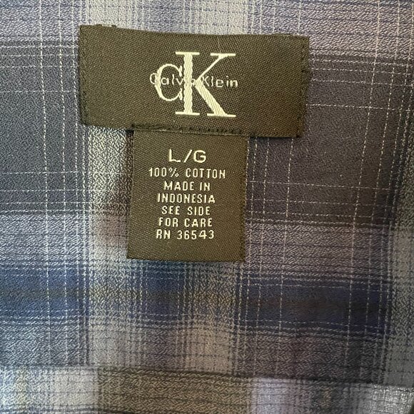 Calvin Klein Men's Blue Checkered Long Sleeve - Picture 3 of 6
